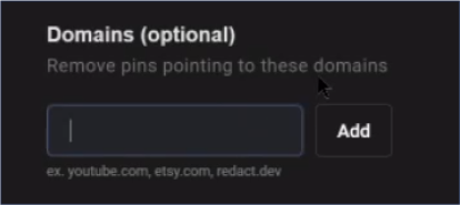 Delete Pins Containing Specific Domains
